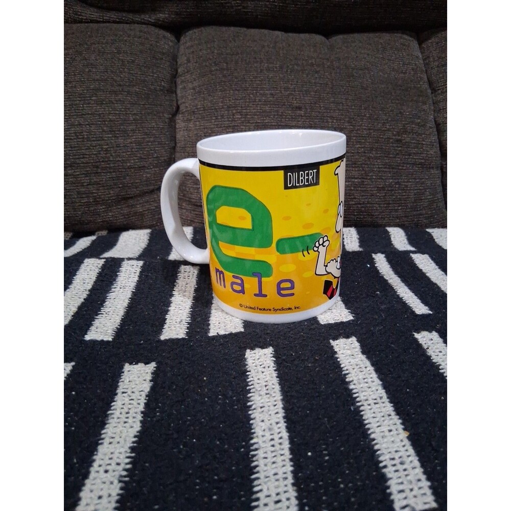 Vintage Mug, Dilbert " e-male" Office Humor Scott Adams Pumped & Ready to Send